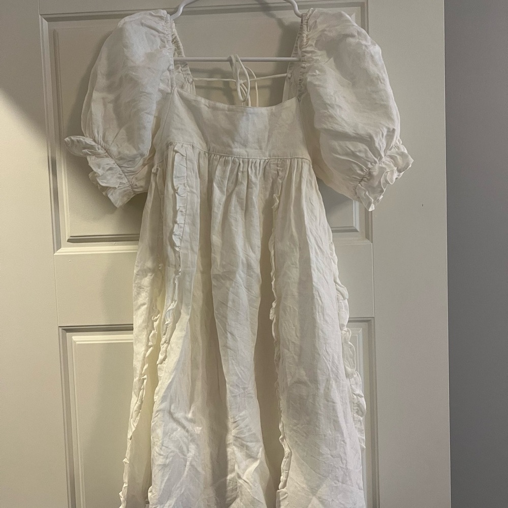 Mable - White Puff Sleeve Mini Dress
